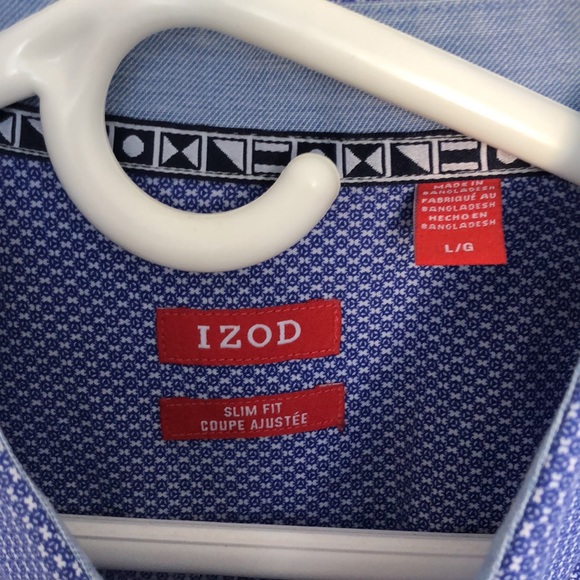 Izod slim fit blue patterned dress shirt - PERFECT condition - Picture 2 of 4